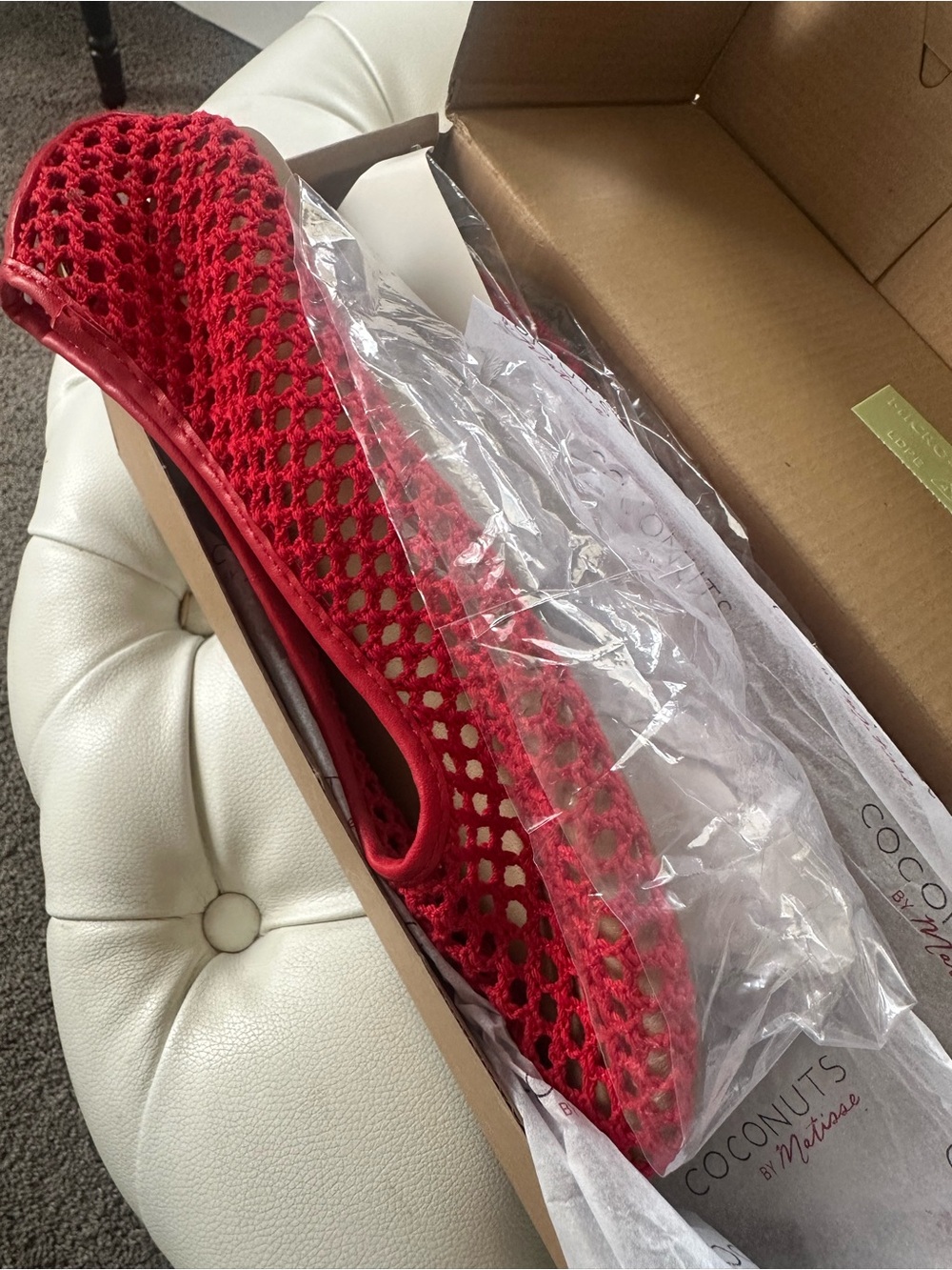 Anthropologie Red Woven Mesh Ballet Flats - Picture 2 of 5